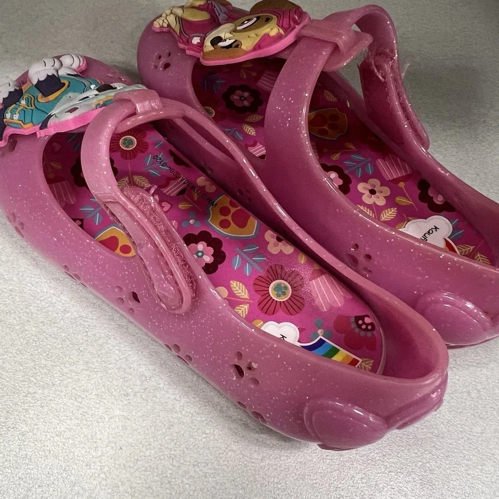 Nickelodeon Girls Size 8 Paw‎ Patrol Pink Glitter Casual Jelly Slip-on Shoe